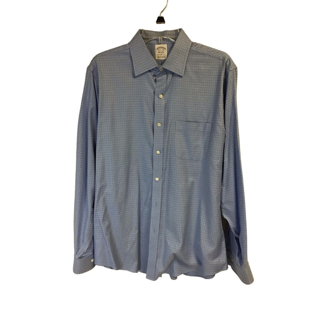 Brooks Brothers‎ Blue Regent Fit Button Up Collared Shirt Men's Size 15.5-34